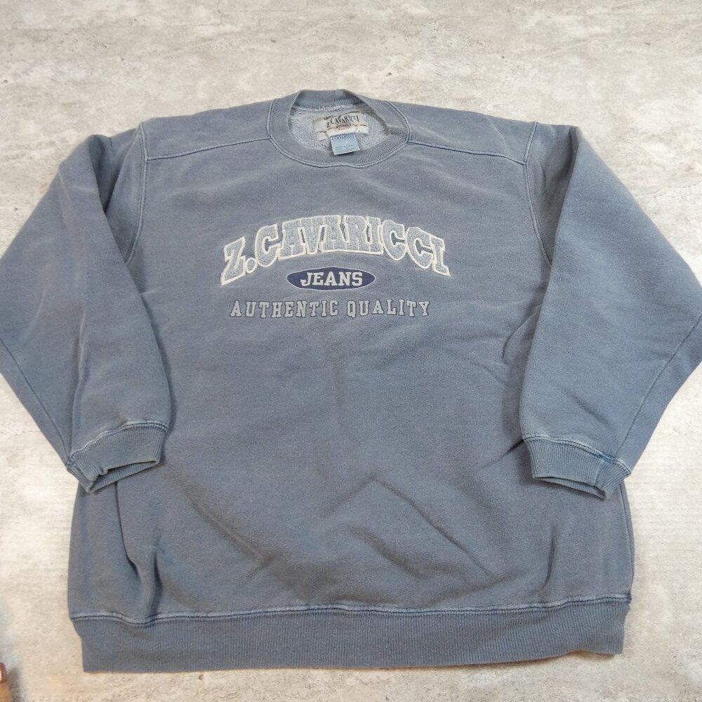 Z Cavaricci Sweatshirt Medium Blue Vintage US Made Pullover